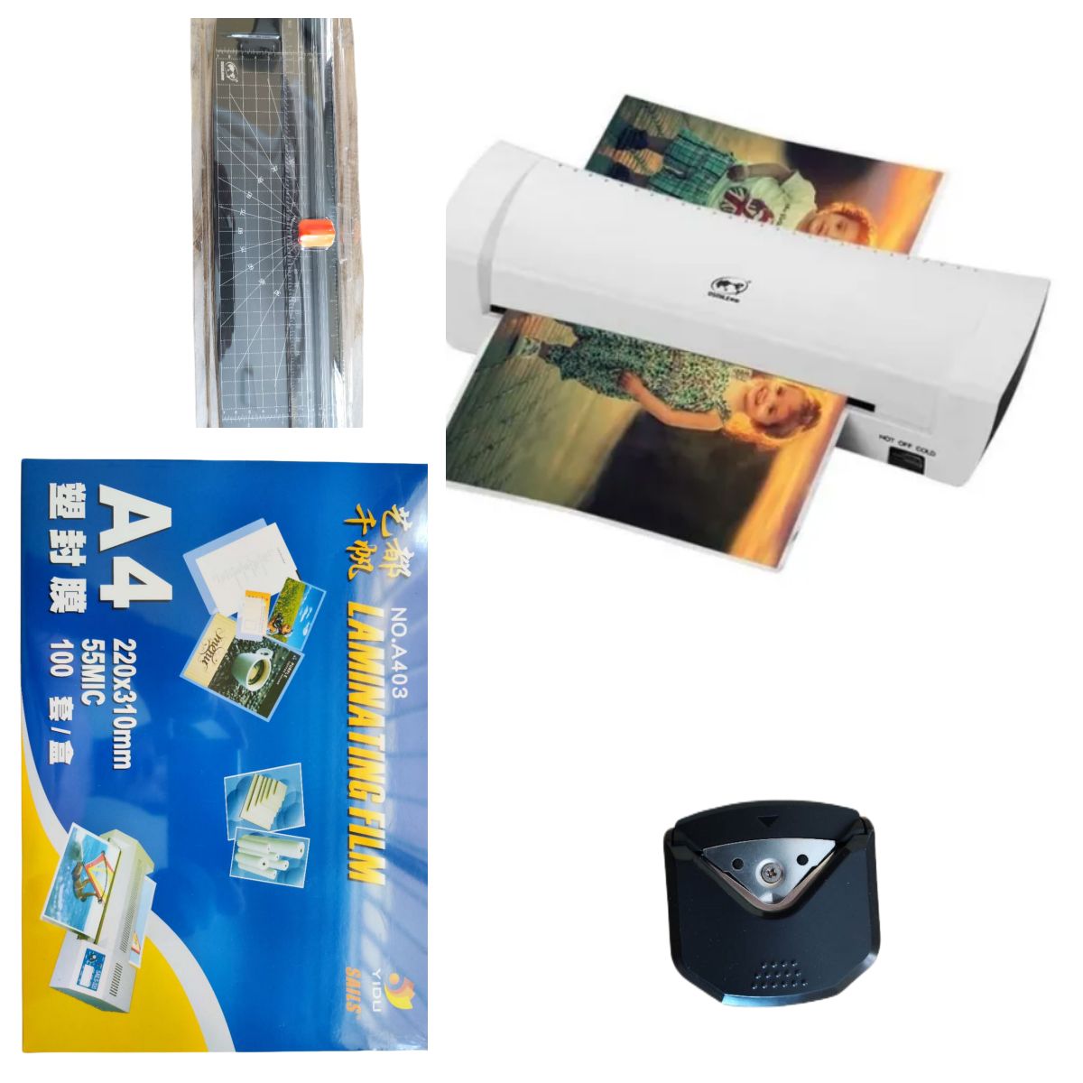 EL GENERAL - Termolaminadora A4 + Guillotina + Redoneador + 100 Micas A4