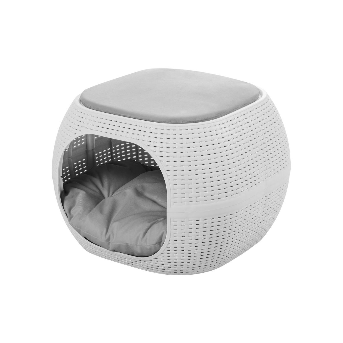 QRUBBER - Cama Mascotas Perro/Gato Acolchada tipo Rattán MQ QRubber