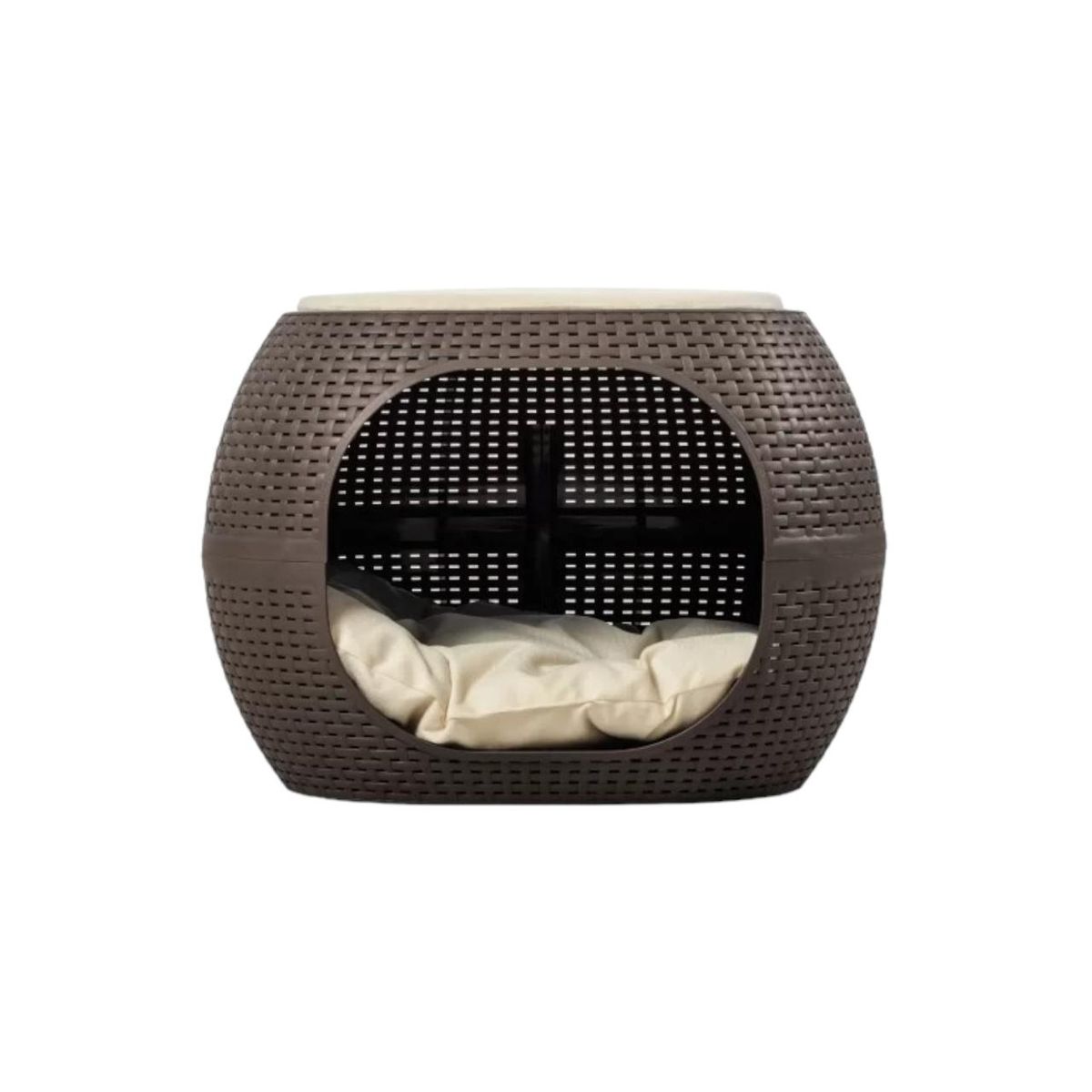 QRUBBER - Cama Mascotas Perro/Gato Acolchada tipo Rattán MQ QRubber