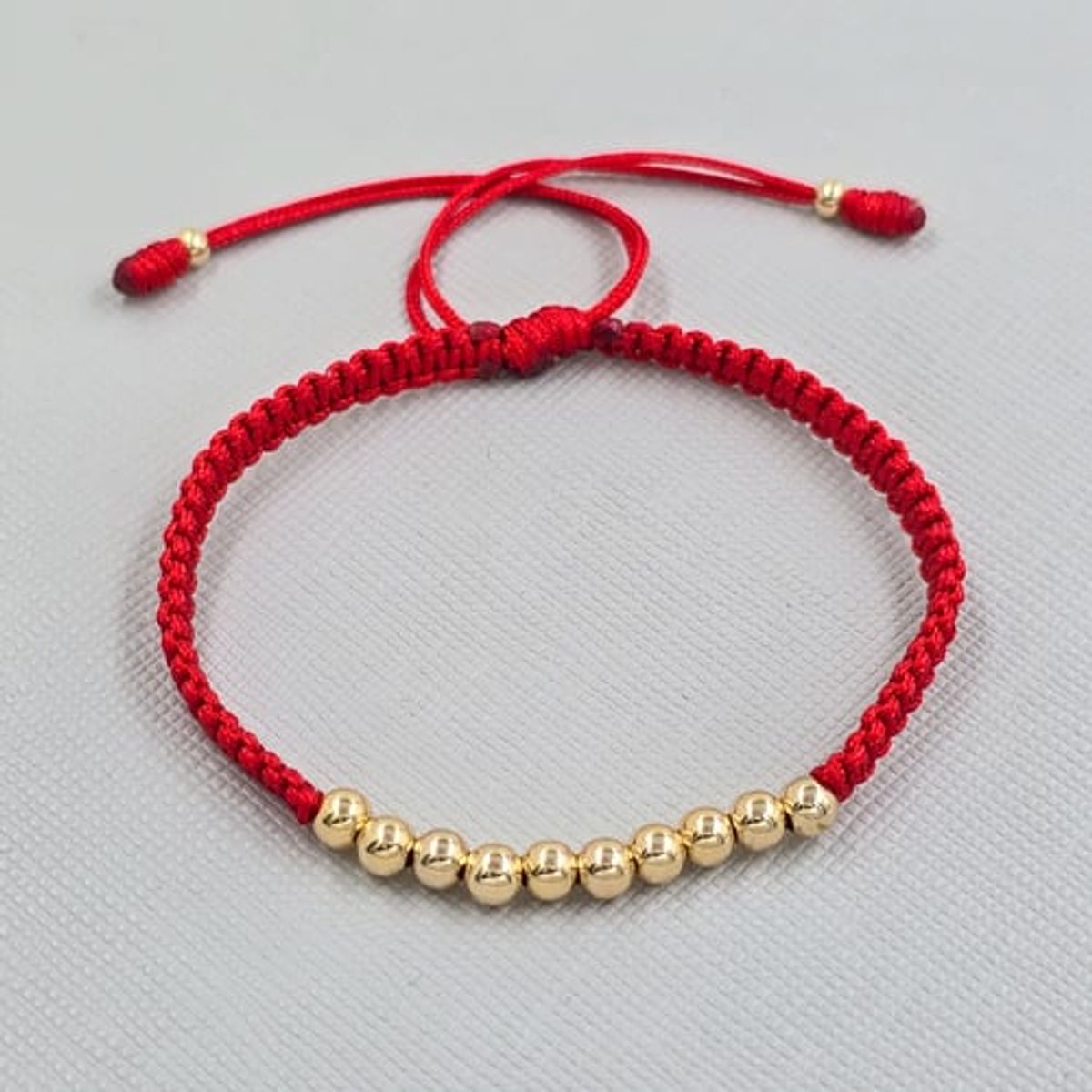 GENERICO - Pulsera Tejida Roja  Balin Oro Laminado 18k