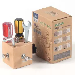 JUGUETERIA ESTELAR - Cubo juguetes de herramientas madera montessori sensorial