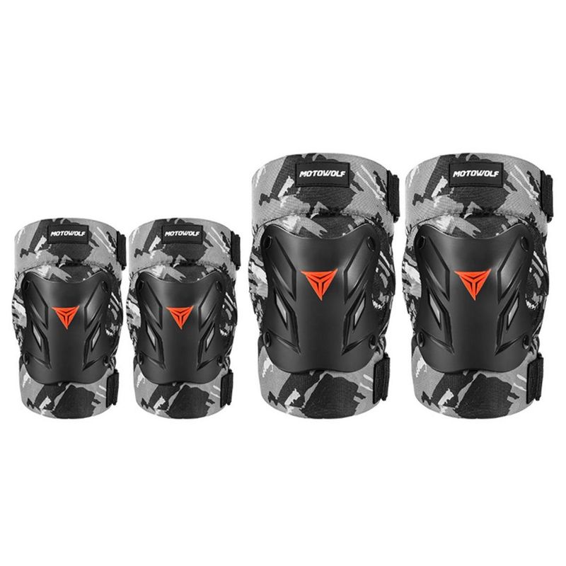 MOTOWOLF - Pack Rodilleras y Coderas de Camuflaje con Correas Ajustables MOTOWLOF 1034-CA