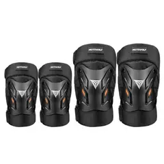 MOTOWOLF - Pack Rodilleras y Coderas Negras Con Correas Ajustables MOTOWLOF 1034-Y