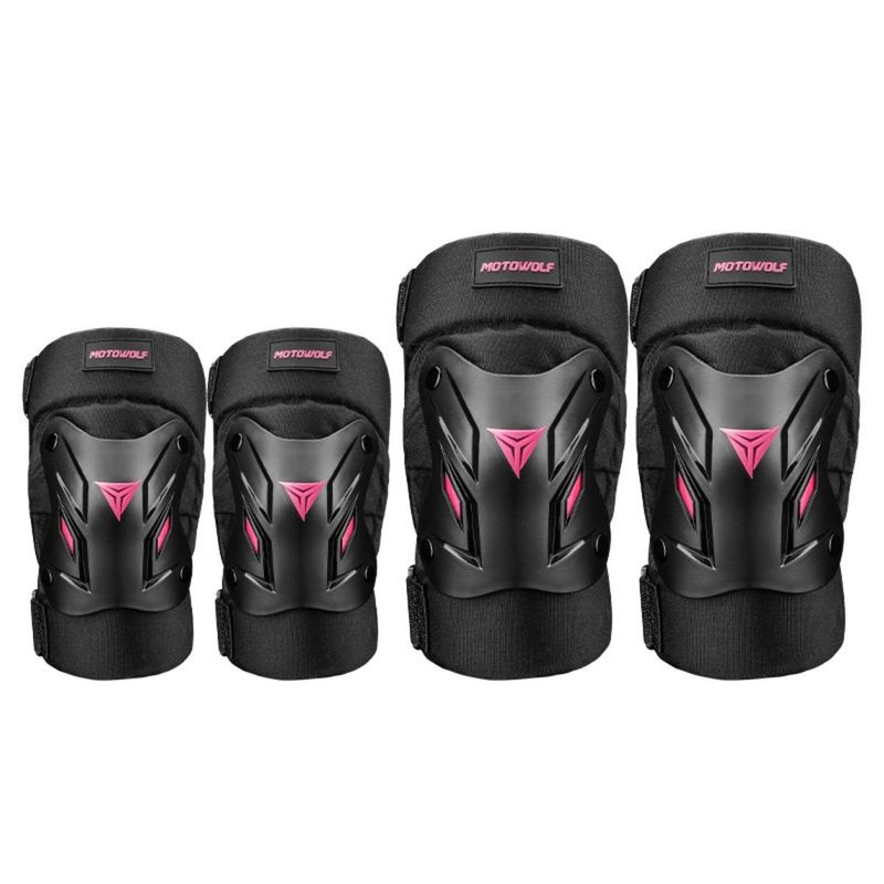 MOTOWOLF - Pack Rodilleras y Coderas de Mujer con Correas Ajustables MOTOWLOF 1034-P