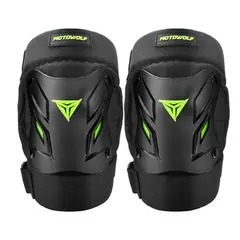 MOTOWOLF - Rodilleras Negras con Reflectantes Verdes y Correas Ajustables 1034