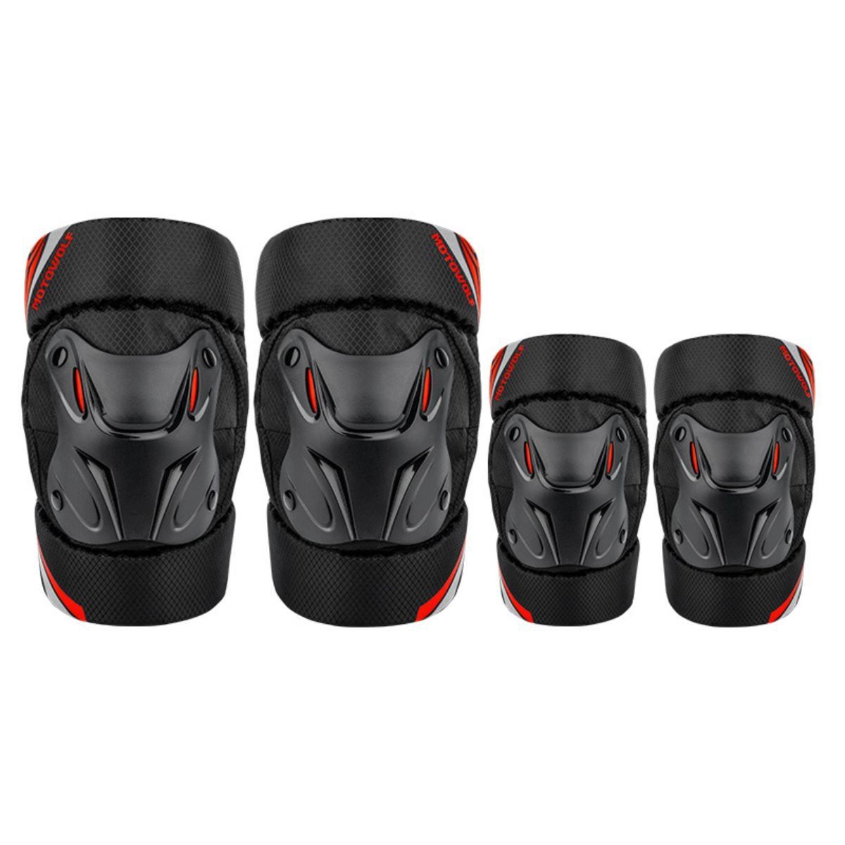 MOTOWOLF - Pack Rodilleras  y Coderas Para motociclismo y deportes  MOTOWLOF 1010 Red
