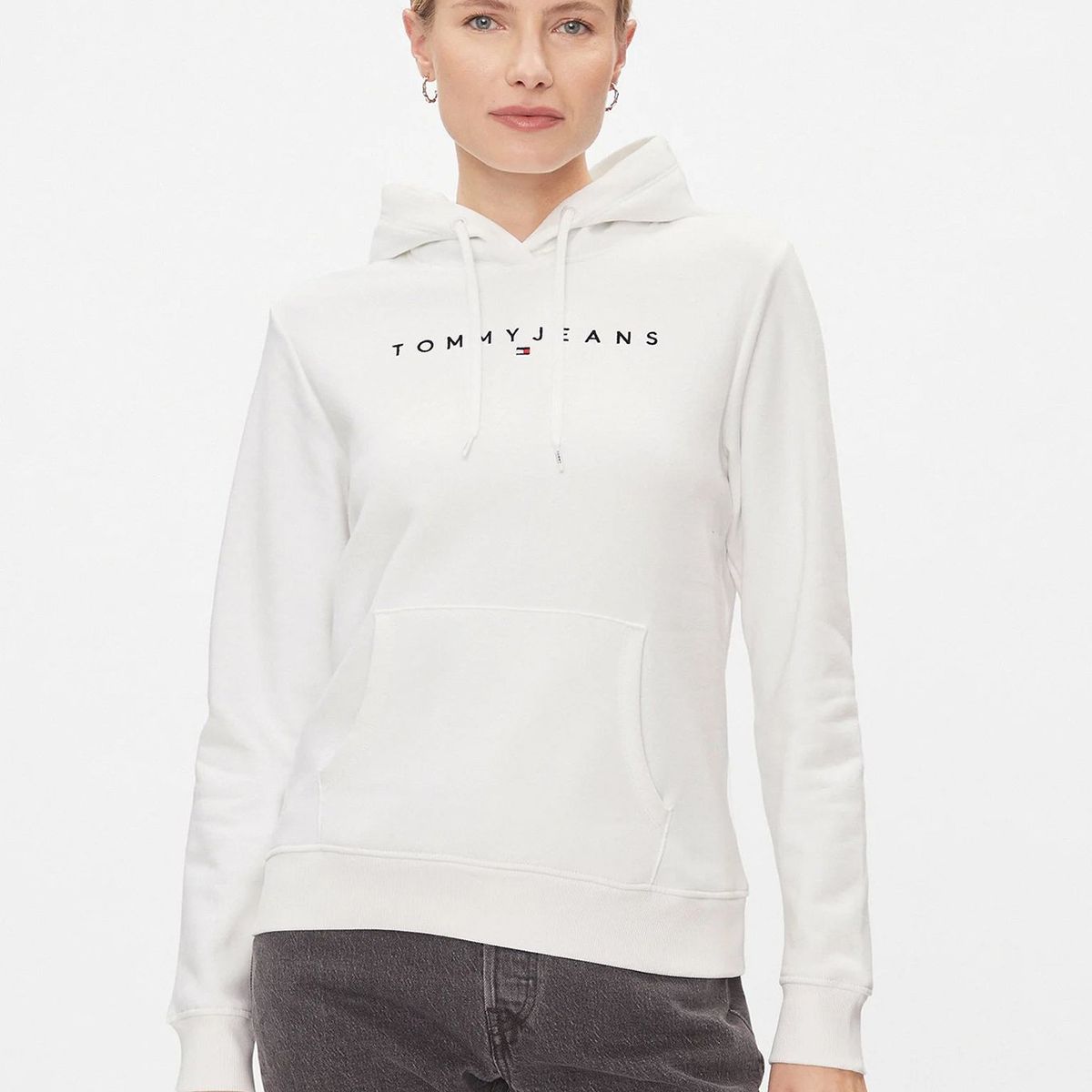 TOMMY HILFIGER - Polerón Hoodie Logo Monotype Blanco Tommy Jeans