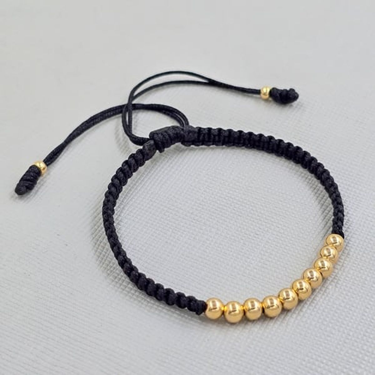 GENERICO - Pulsera Tejida Negra Balin Oro Laminado 18k