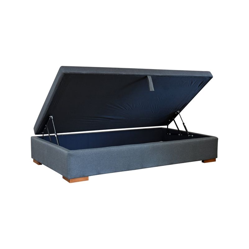 BLOCCARE - Base Cama Baul 1.5 Plaza Apertura Lateral largo 190cm con patas 4.5 cm