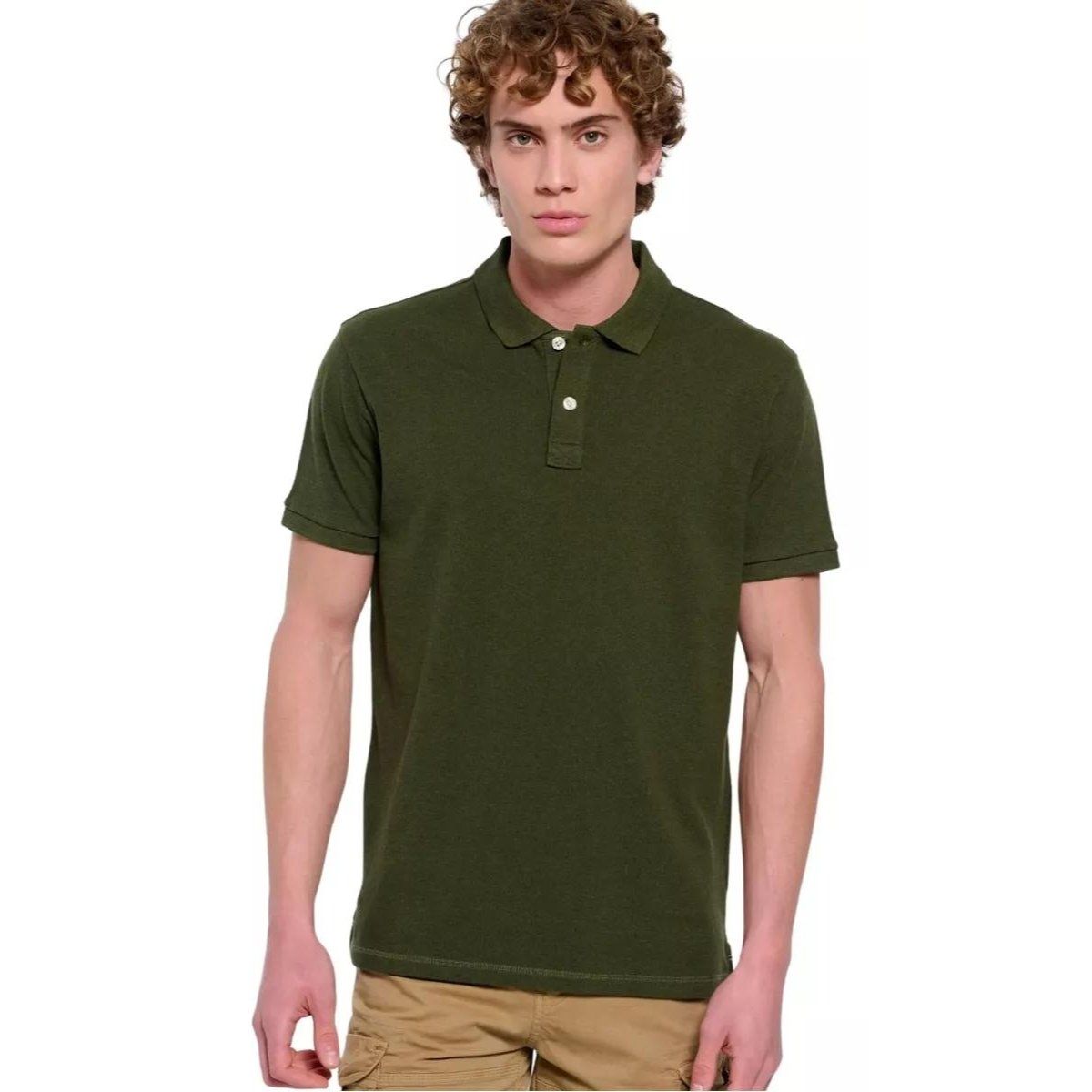 LIKE SHOP - Polera Piqué Hombre Textura Suave Botones 001