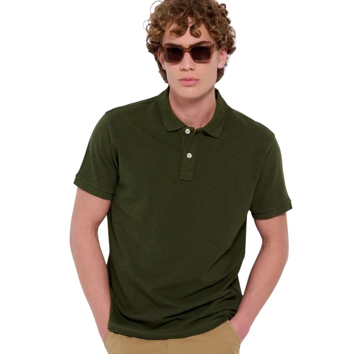 LIKE SHOP - Polera Piqué Hombre Textura Suave Botones 001