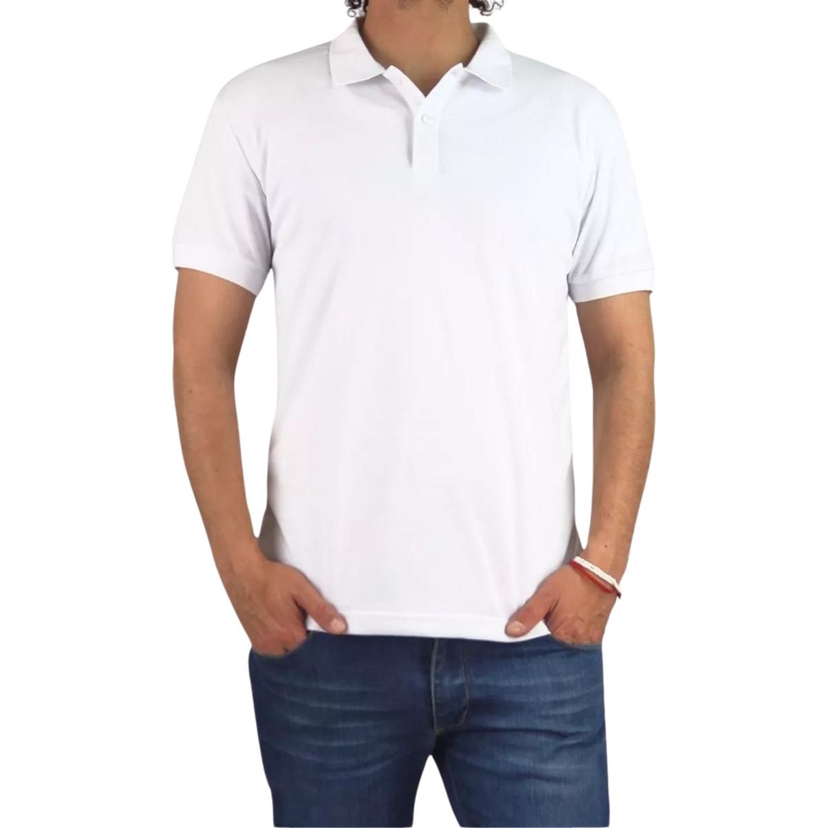 LIKE SHOP - Polera Piqué Hombre Textura Suave Botones 001