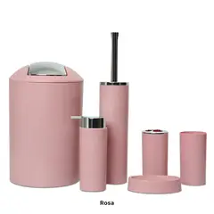 GENERICO - Set Juego De Baño 6 Piezas Accesorios Elegante Rosa