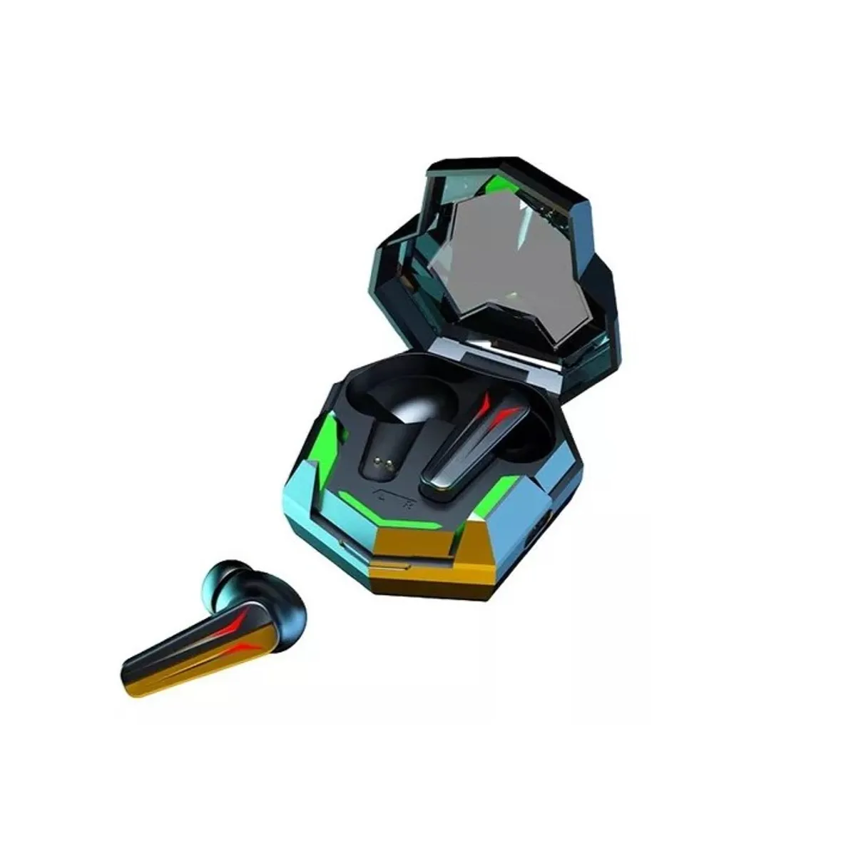 GENERICO - Audífonos Ultra Bass Hi Fi Powerbank Led Tws Gamer Rojo