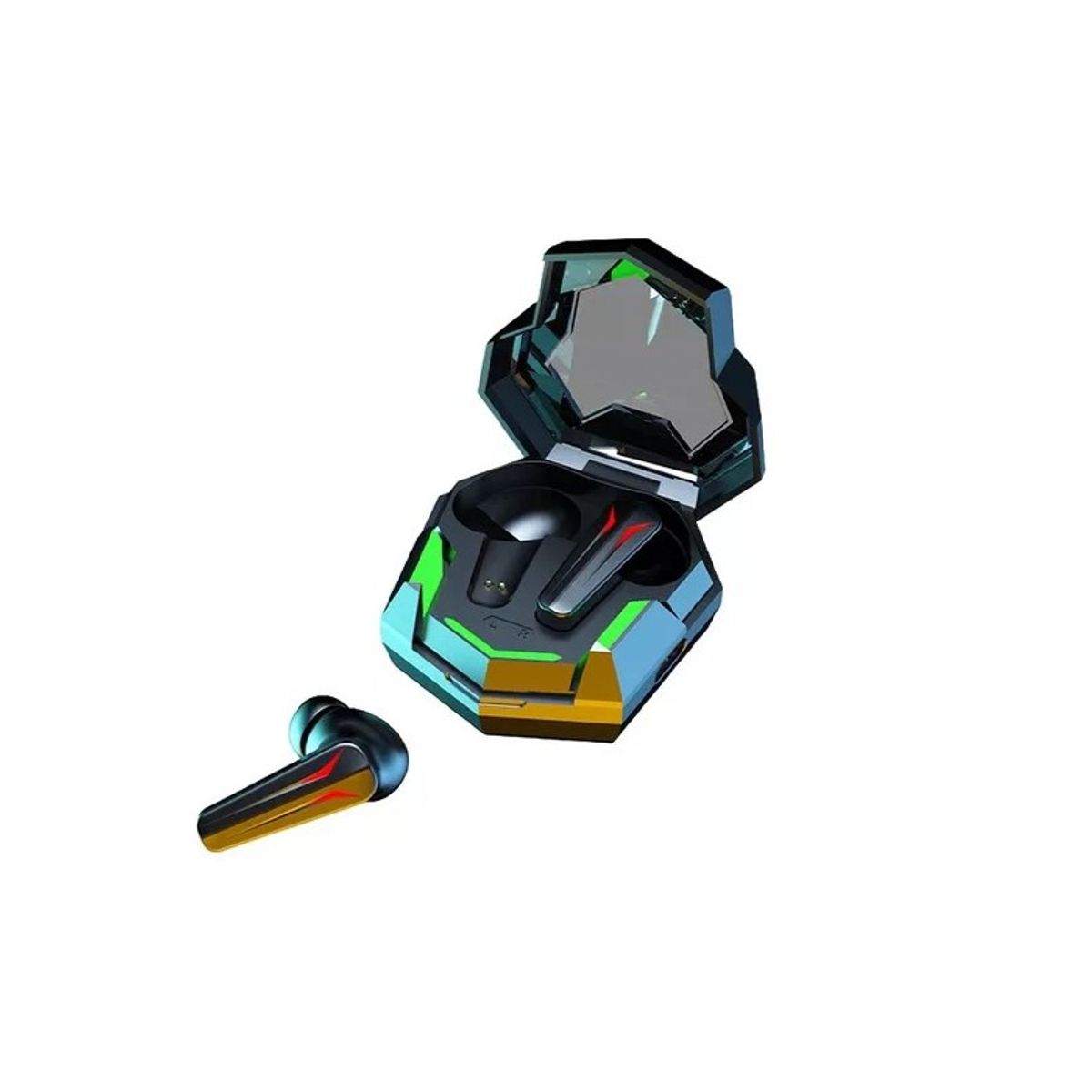 GENERICO - Audífonos Ultra Bass Hi Fi Powerbank Led Tws Gamer Rojo