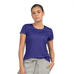 LEONISA - Camiseta deportiva de secado rápido y silueta semiajustada 195324 Morado