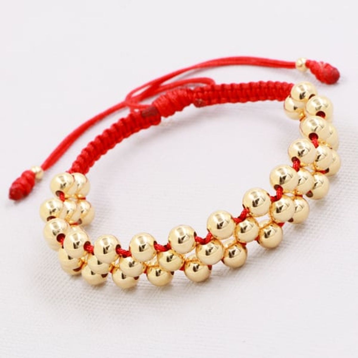 GENERICO - Pulsera Tejida Roja Balin Oro Laminado 18k