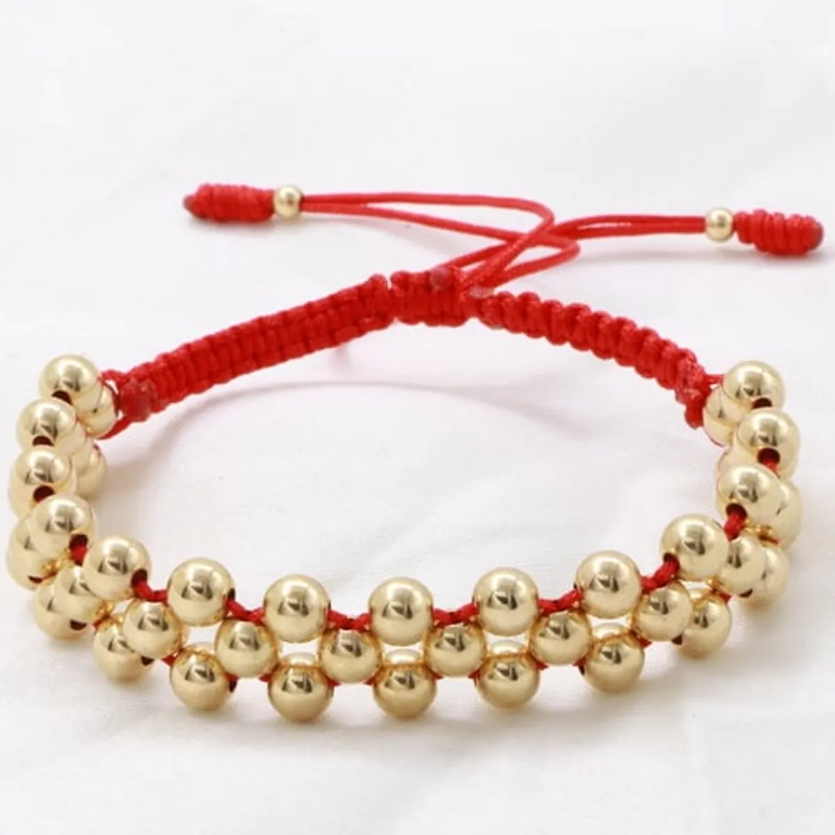 GENERICO - Pulsera Tejida Roja Balin Oro Laminado 18k