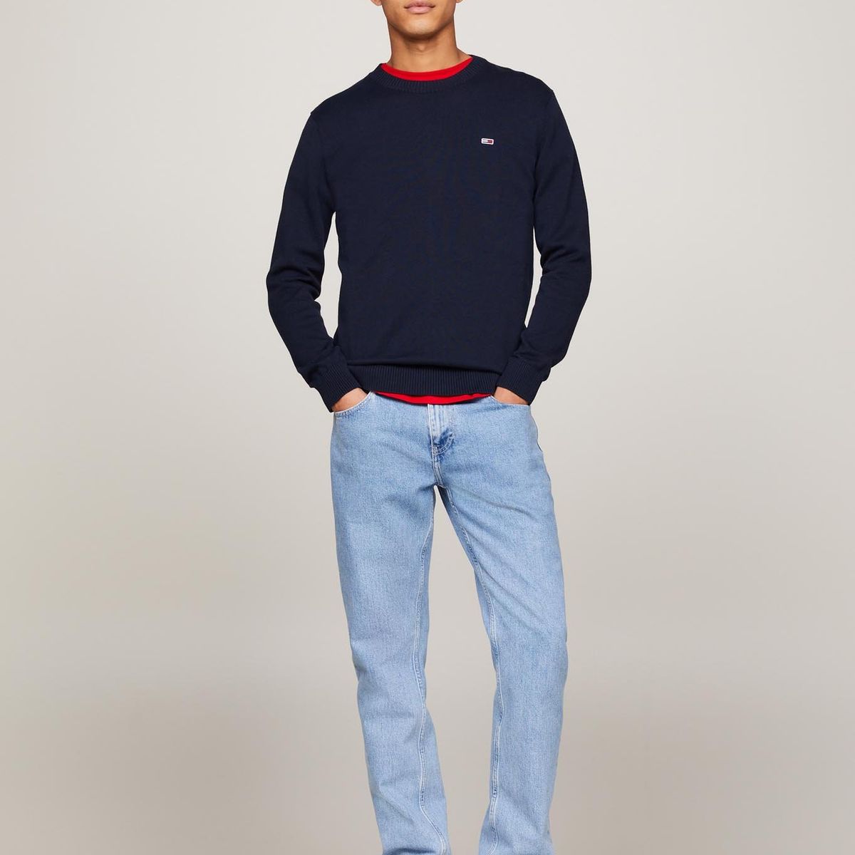 TOMMY HILFIGER - Sweater Essential Slim Fit Con Parche Azul Tommy Jeans