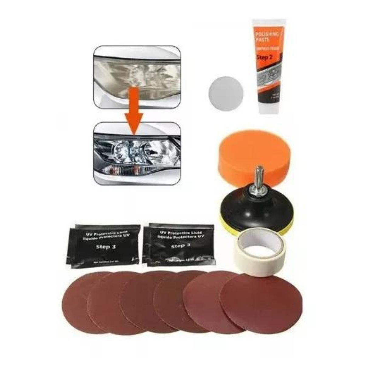 GENERICO - Kit Para Pulir O Restaurar Focos De Auto