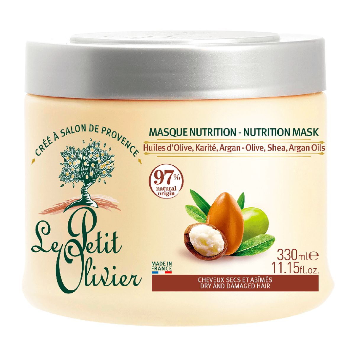 LE PETIT OLIVIER - Mascara Nutriente Cabello Seco y Dañado 330ml, Le Petit Olivier