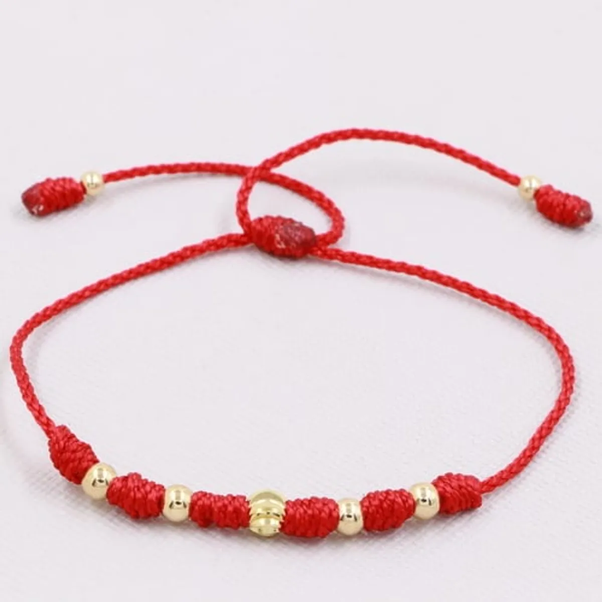 GENERICO - Pulsera Tejida Roja Balin Oro Laminado 18k
