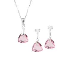 JOYAS MONTERO - Conjunto Camila Plata Italiana 925 y Cristales Genuinos Light Rose