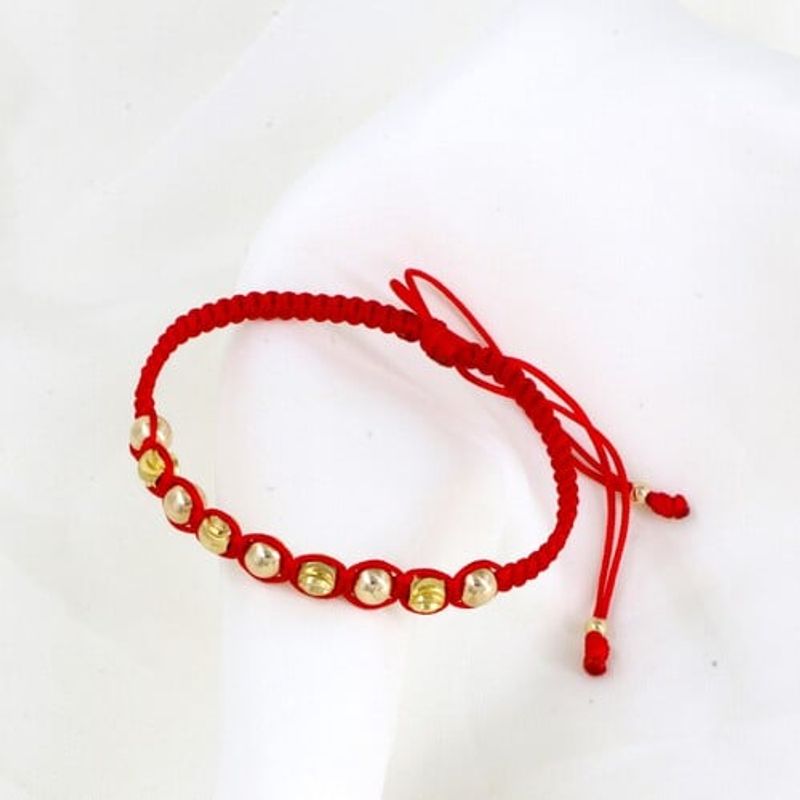 GENERICO - Pulsera Tejida Roja Balin Oro Laminado 18k