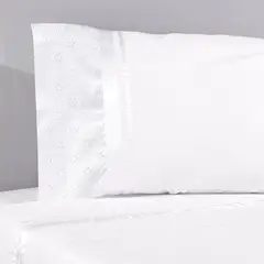 NINA HERRERA - Sábana Broderie Primavera Blanco 220 Hilos 1 Plaza