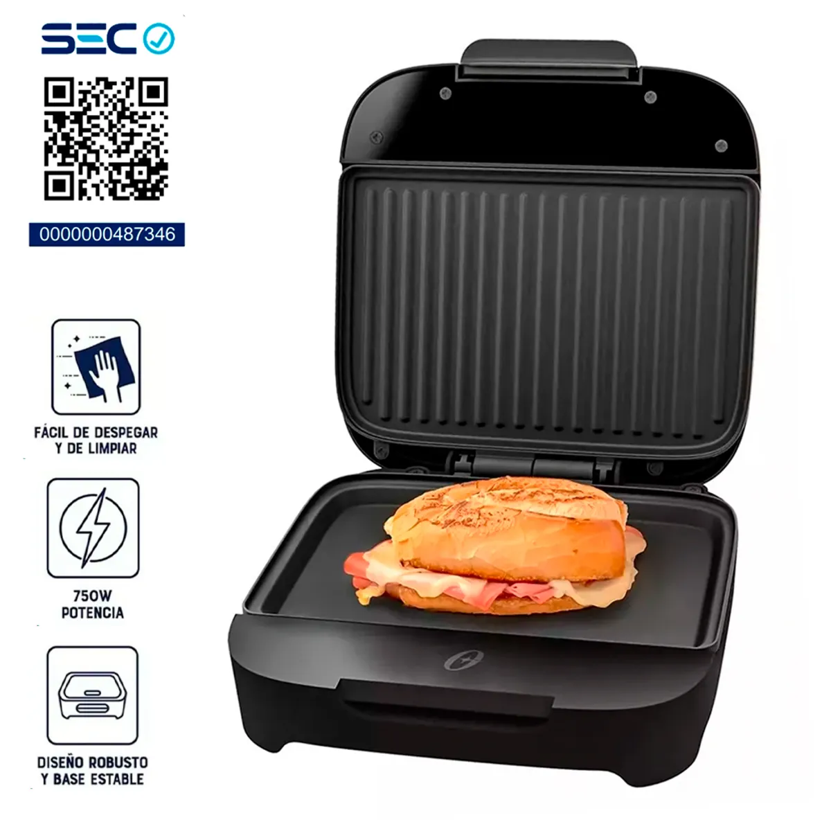 OSTER - Sandwichera Antiadherente Plato Hondo Certificada SEC