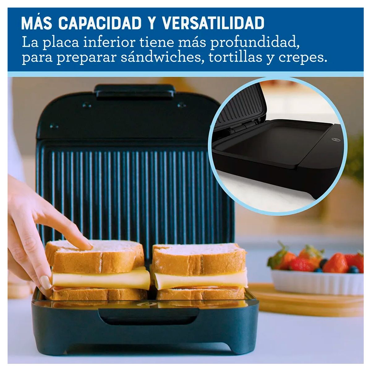 OSTER - Sandwichera Antiadherente Plato Hondo Certificada SEC