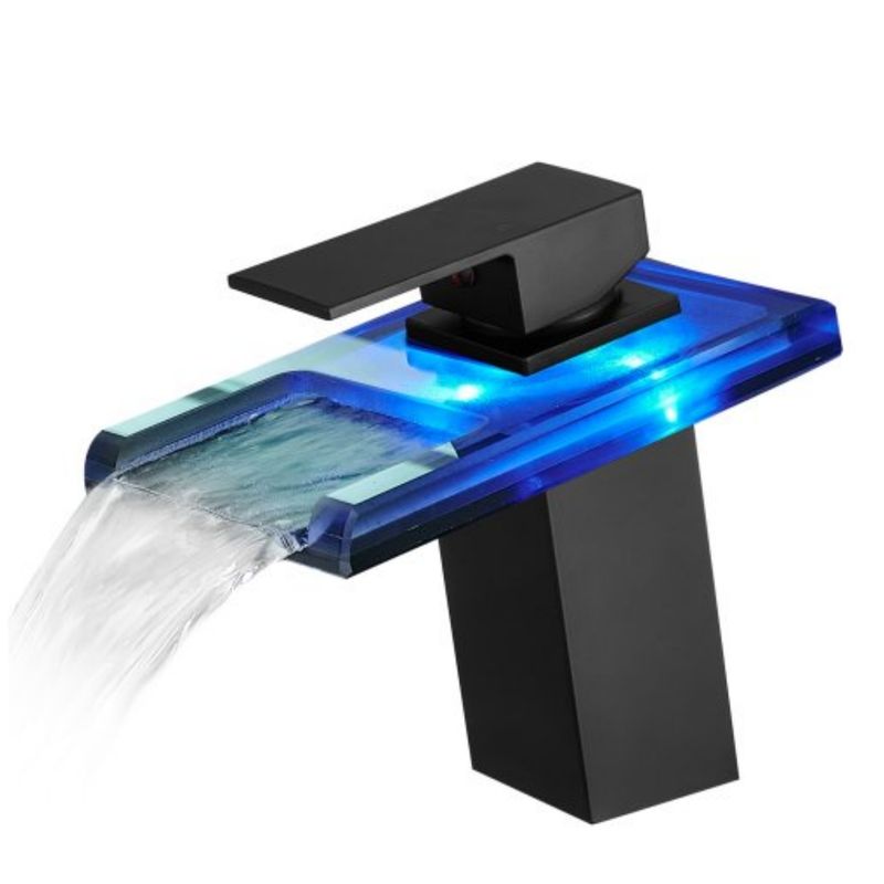 EVEREEN - Llave Monomando Grifo De Vidrio Con Luz Led Multicolor Negro-