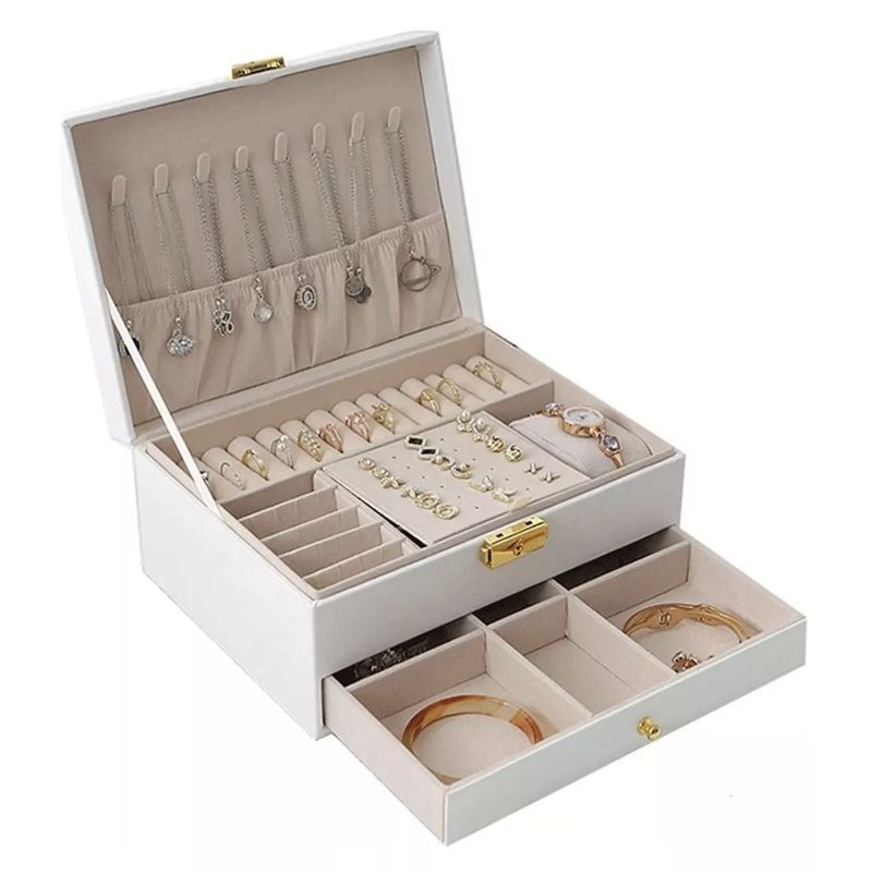 EVEREEN - Joyero Caja De Joya Dos Capas Tipo Maleta Organizador Joyas-