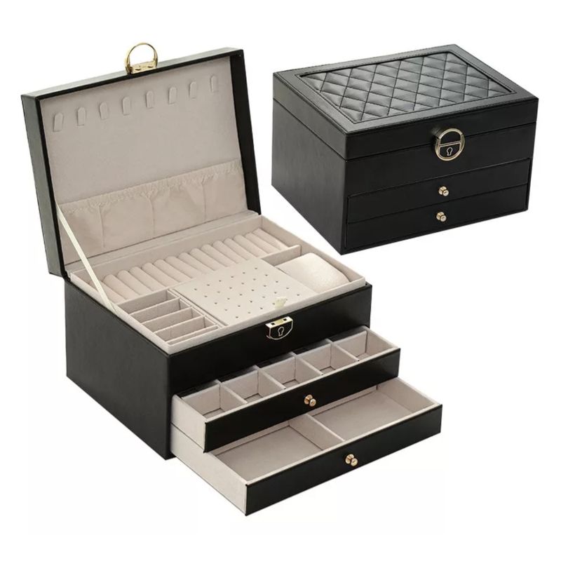 EVEREEN - Joyero Caja De Joya Dos Capas Tipo Maleta Organizador Joyas-