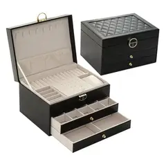 EVEREEN - Joyero Caja De Joya Dos Capas Tipo Maleta Organizador Joyas-