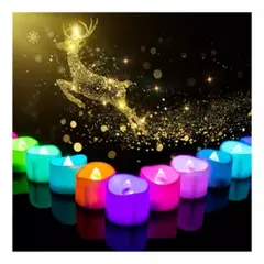 EVEREEN - 24 Velas Electrónicas Led Con Fondo Blanco Y Luz Amarilla Colorido-
