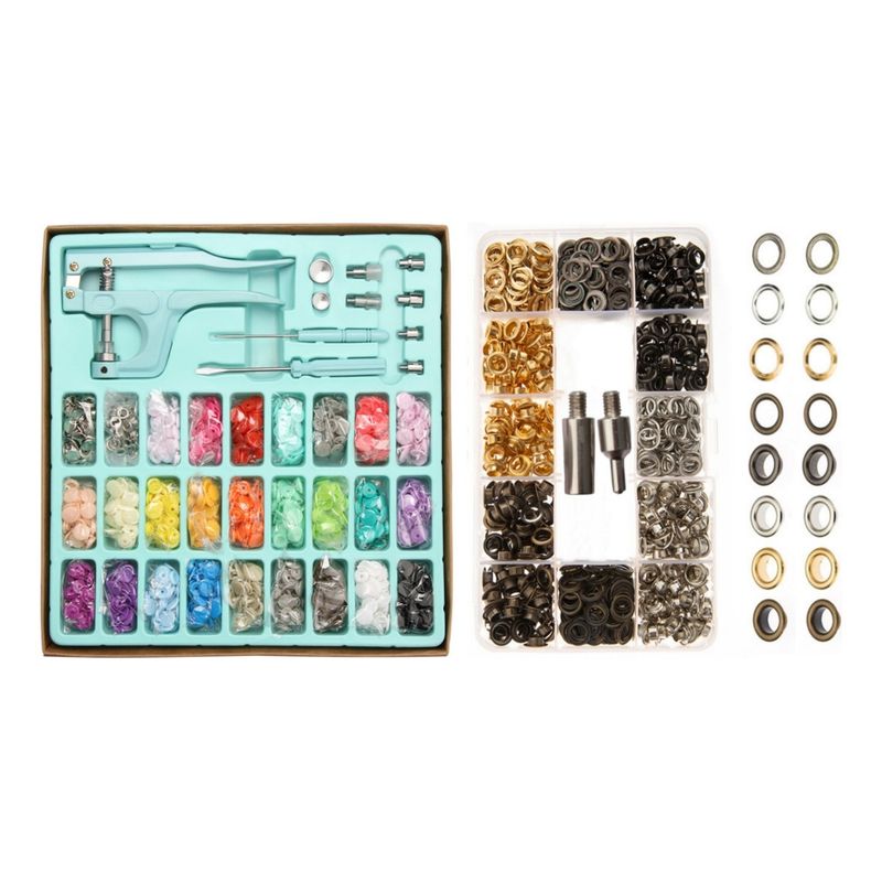 EVEREEN - Set Maquina Ojetilladora + 300pcs Snap Broches+ 400pcs Metal-