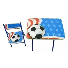 GENERICO - Mesa + Silla Plegables Infantiles Niña Y Niño Set Futbol Escritorio