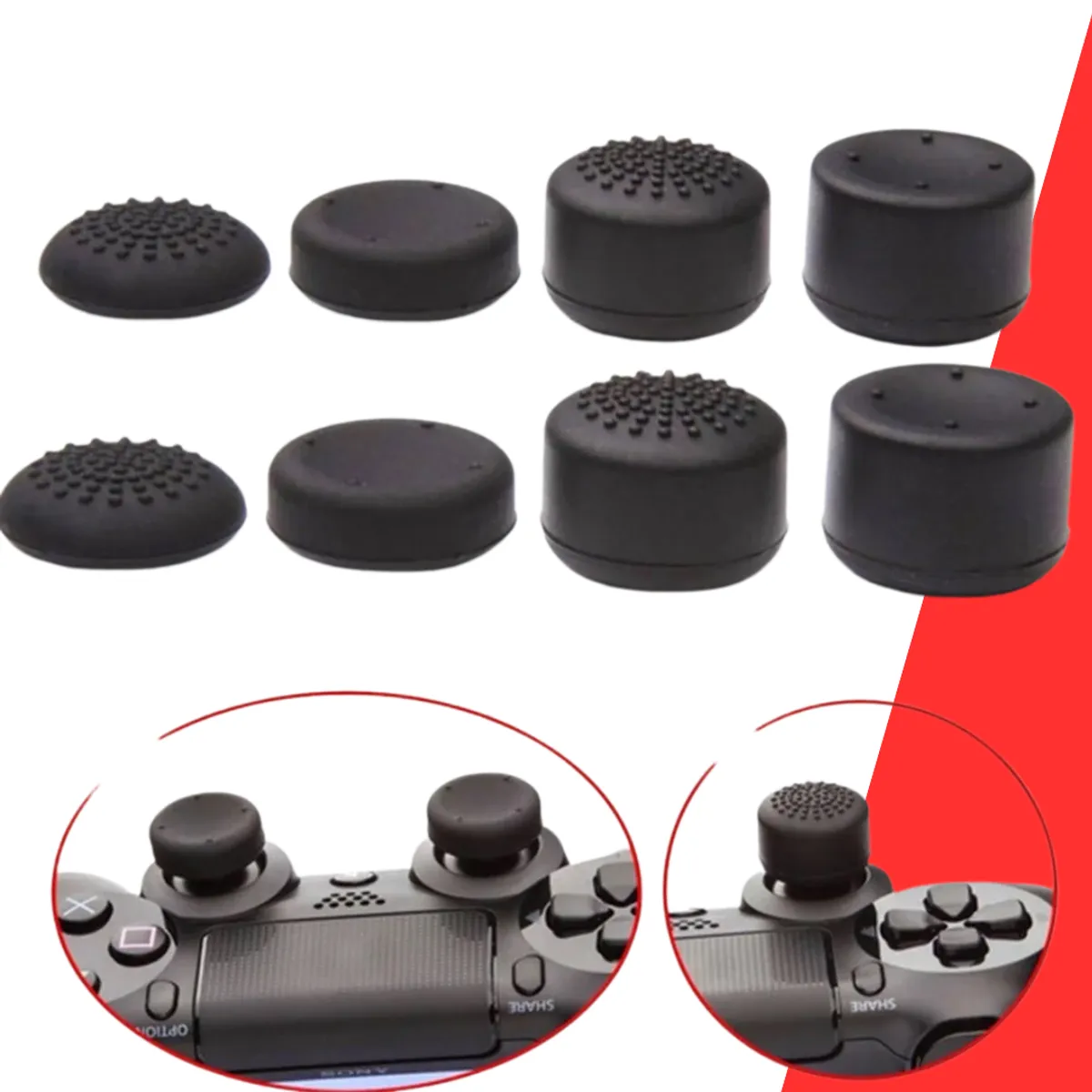 GENERICO - Gomitas - Grip - Para Joystick Ps3 Ps4 Ps5 Xbox Pack 8 En 1.