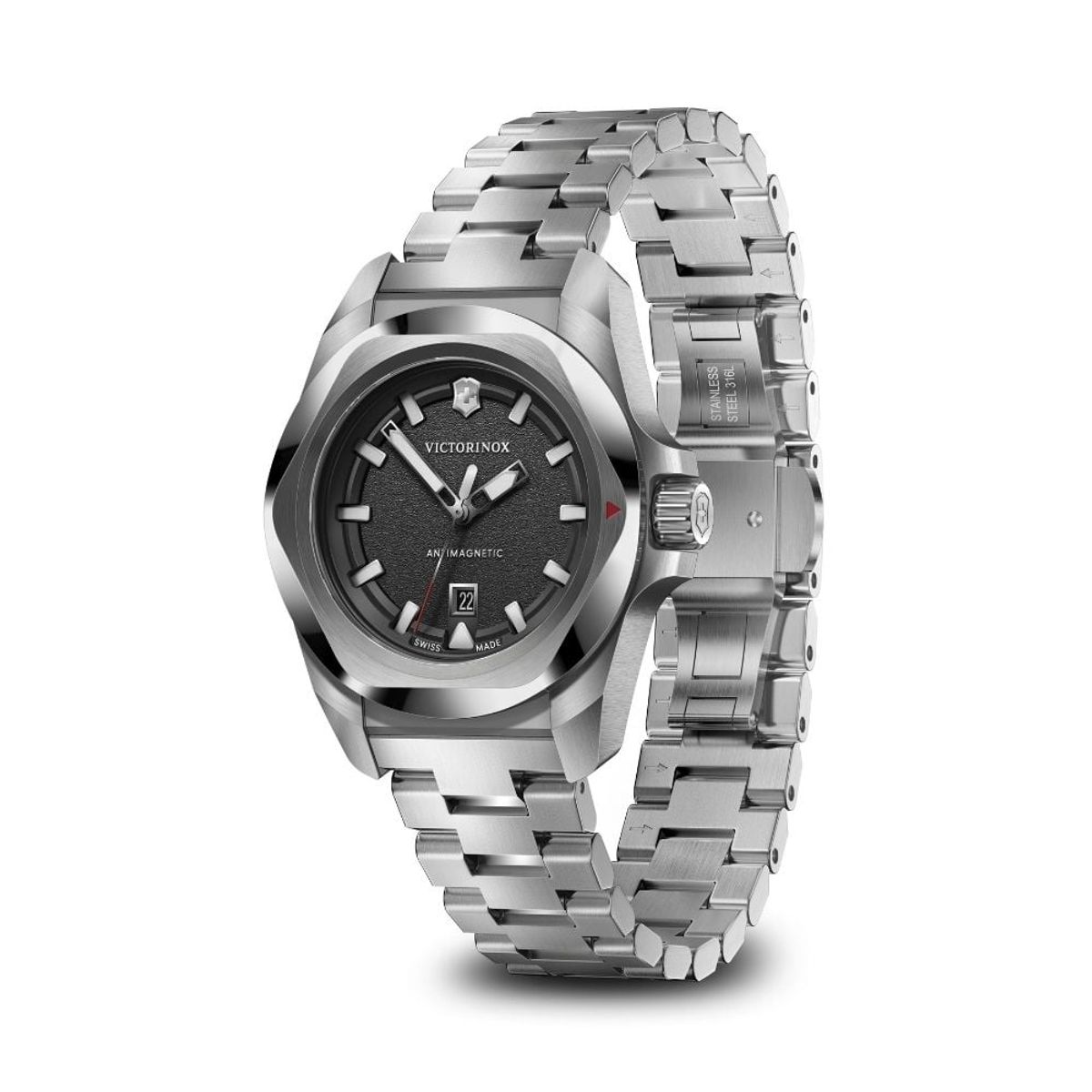 VICTORINOX - Reloj INOX Quartz correa de acero inoxidable negro Victorinox