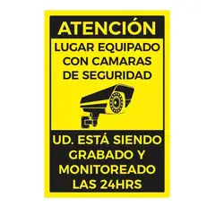 GENERICO - Señalética Lugar Equipado Con Cámaras 24hrs 30x20cm