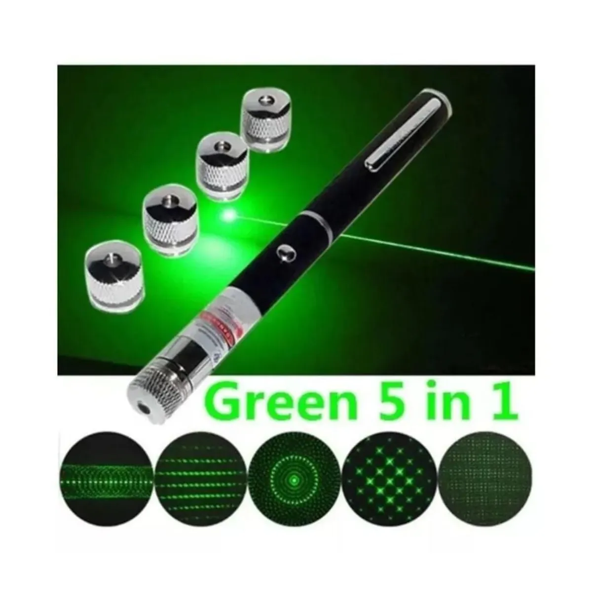 GENERICO - Puntero Laser Verde 5mw + 5 Punto De Efectos Negro