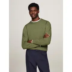 TOMMY HILFIGER - Sweater De Punto Mouliné C-Neck Verde