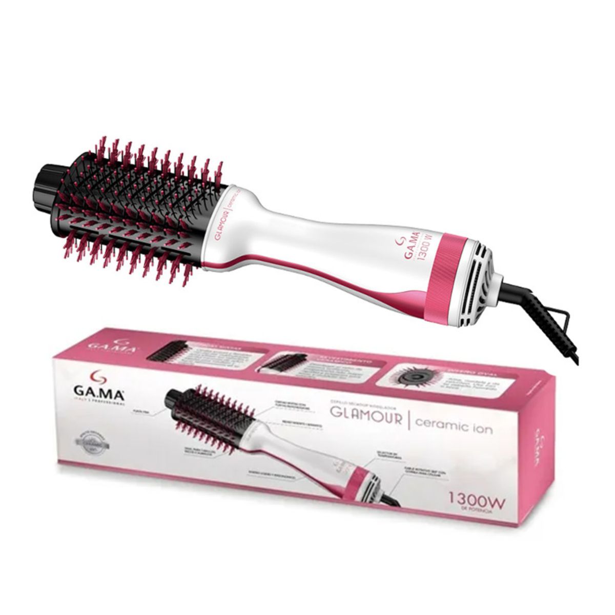 GAMA - Cepillo Secador Modelador Y Voluminizador Gama Glamour Pink
