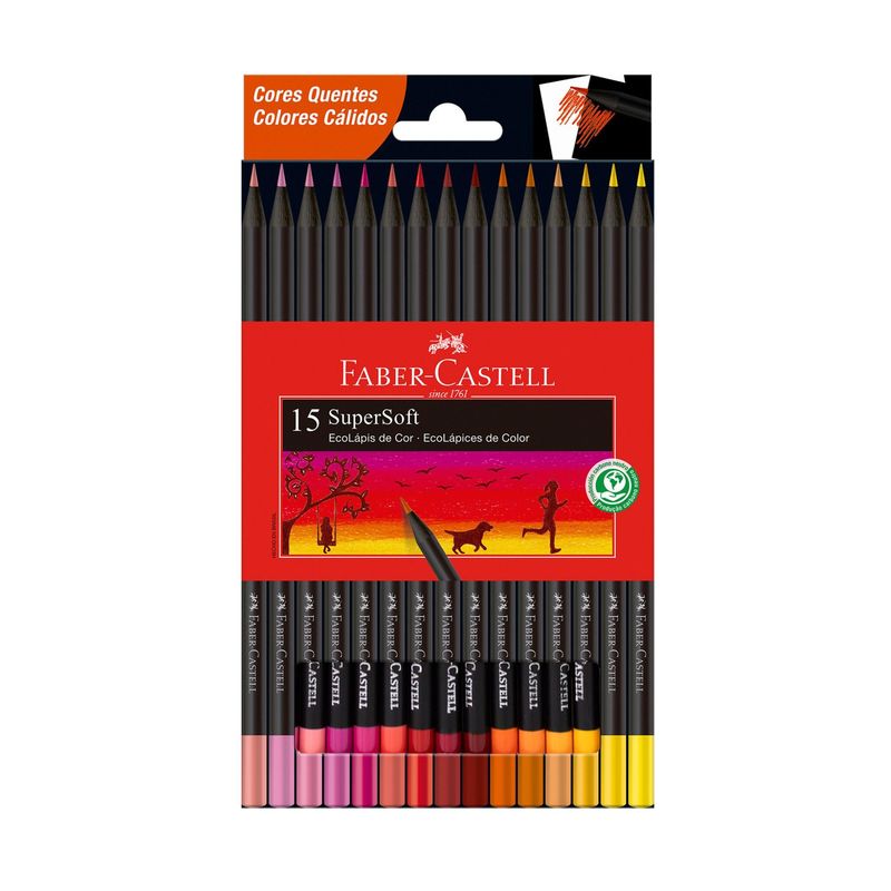 FABER-CASTELL - Ecolápiz SuperSoft x 15 cálidos