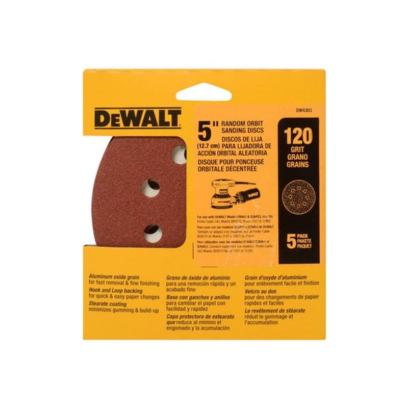 DEWALT - Set 5 Lijas De 5 (125 Mm) Dewalt Dw4303 Grano 120