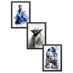 DECORACION CREATIVA - Set Cuadros Reproducciones IA Starwars Black