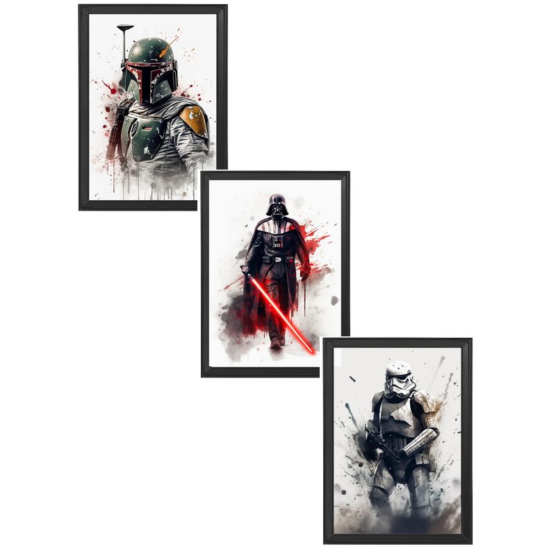 DECORACION CREATIVA - Set Cuadros Reproducciones IA Starwars Sith Black