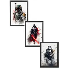 DECORACION CREATIVA - Set Cuadros Reproducciones IA Starwars Sith Black