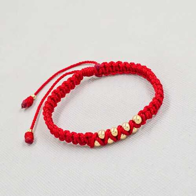 GENERICO - Pulsera Tejida Roja Balin Oro Laminado 18k